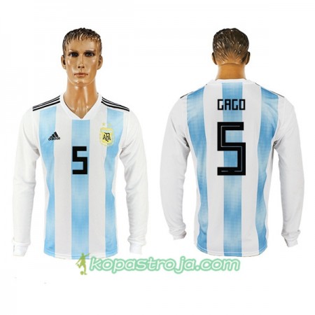Billiga Fotbollströjor Argentina Gago 5 WM 2018 Hemma tröja Långärmad